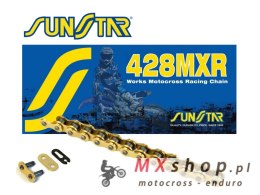 SUNSTAR ŁAŃCUCH NAPĘDOWY 428MXR-142G (428NZ3) MOTOCROSS DO 150 CCM (KOLOR ZŁOTY) (22,2KN) OTWARTY + ZAPINKA - WYPRZEDAŻ