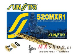 SUNSTAR ŁAŃCUCH NAPĘDOWY 520MXR1-122G MOTOCROSS DO 500 CCM, KOLOR ZŁOTY (35,6KN) (520ERT3) OTWARTY + ZAPINKA