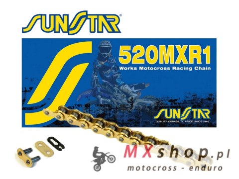SUNSTAR ŁAŃCUCH NAPĘDOWY 520MXR1-122G MOTOCROSS DO 500 CCM, KOLOR ZŁOTY (35,6KN) (520ERT3) OTWARTY + ZAPINKA SUNSTAR ŁAŃCUCH NAPĘDOWY 520MXR1-122G MOTOCROSS DO 500 CCM, KOLOR ZŁOTY (35,6KN) (520ERT3) OTWARTY + ZAPINKA