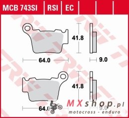 TRW ZF KLOCKI HAMULCOWE KH368 ORGANIC BMW G 450 X / SMR 08-11, KTM EXC / SX 125 04-16, EXC / SX 250 03-17, EXC 300 04-, EXC 350 
