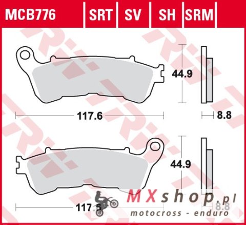 TRW ZF KLOCKI HAMULCOWE KH388 ORGANIC HONDA CBF 500 04-08, CBF 600 04-15, NT 700 V 06-13, XL 700 V 08-13, XL 1000 V 04-13, SUZUK