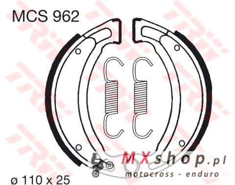 TRW ZF SZCZĘKI HAMULCOWE YAMAHA YFM RAPTOR, YFM GRIZZLY, YFS BLASTER, (110X25MM) (Y503) TRW ZF SZCZĘKI HAMULCOWE YAMAHA YFM RAPTOR, YFM GRIZZLY, YFS BLASTER, (110X25MM) (Y503)