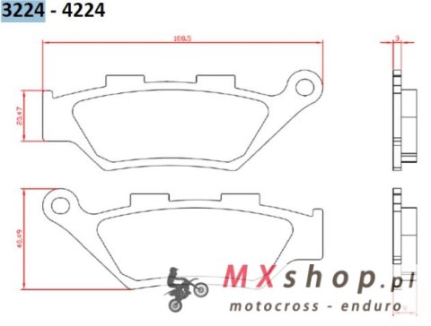 BRENTA KLOCKI HAMULCOWE KH322 BENELLI IMPERIALE 400 '19-, LEONCIO 500 '18-19, TRK500 '18-20, PRZÓD (FT 3224)