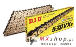 DID 50(530)VX3G&B-100 ŁAŃCUCH ZŁOTY (100 OGNIW) X-RING (OTWARTY + ZAKUWKA) (50VX3GB-100)