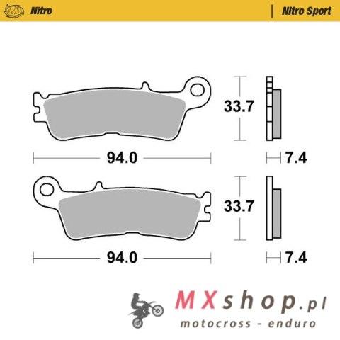 MOTO-MASTER KLOCKI HAMULCOWE RACING SINTER METAL SOFT: 22 (NITRO SPORT) PRZÓD / PRZEDNIE KH755 FANTIC XX 125, XEF/XXF 250/450, X MOTO-MASTER KLOCKI HAMULCOWE RACING SINTER METAL SOFT: 22 (NITRO SPORT) PRZÓD / PRZEDNIE KH755 FANTIC XX 125, XEF/XXF 250/450, X