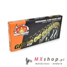 MOTO-MASTER ŁAŃCUCH NAPĘDOWY GPX-520G PROFESSIONAL MOTOCROSS / ENDURO RACING X-RING CHAIN KOLOR ZŁOTY (120 OGNIW, ZAPINKA W ZEST