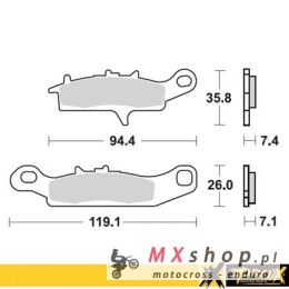 PROX KLOCKI HAMULCOWE KH342 KAWASAKI KFX 450R 08-14, KVF 650 BRUTE FORCE '05-13 PRZÓD LEWY