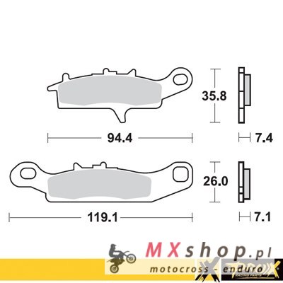 PROX KLOCKI HAMULCOWE KH342 KAWASAKI KFX 450R 08-14, KVF 650 BRUTE FORCE '05-13 PRZÓD LEWY
