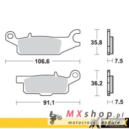 PROX KLOCKI HAMULCOWE KH443 YAMAHA YFM 550 GRIZZLY '11-14, YFM 700 GRIZZLY '07-18 PRZÓD LEWY