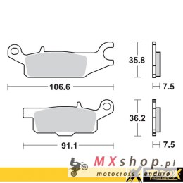 PROX KLOCKI HAMULCOWE KH443 YAMAHA YFM 550 GRIZZLY '11-14, YFM 700 GRIZZLY '07-18 PRZÓD LEWY