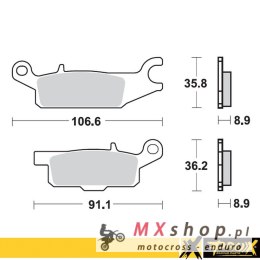 PROX KLOCKI HAMULCOWE KH445 YAMAHA YFM 550 GRIZZLY '11-14, YFM 700 GRIZZLY '07-18 TYŁ LEWY