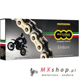 REGINA ŁAŃCUCH NAPĘDOWY 520ZSE (112 OGNIW) Z-RING ENDURO ULTRALIGHT DO 500CCM (ZŁOTY) (ZAPINKA+ZAKUWKA PEŁNA+ ZAKUWKA DRĄŻONA) (