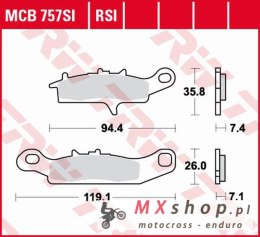 TRW ZF KLOCKI HAMULCOWE KH342 KH349 SINTER OFFROAD KAWASAKI KFX 450 / 700 04-14, KVF 700 04-06, PRZÓD