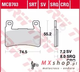 TRW ZF LUCAS KLOCKI HAMULCOWE KH265 KH296 SPIEK METALICZNY SINTER RACING (WYCZYNOWE NA TOR) (ZASTĘPUJE MCB703SRQ)