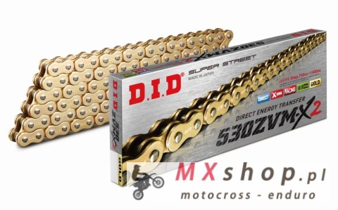 DID 50(530)ZVMX2G&G-106 ŁAŃCUCH ZŁOTY / ZŁOTY (106 OGNIW) X-RING (OTWARTY + ZAKUWKA) (50ZVMX2GG-106)