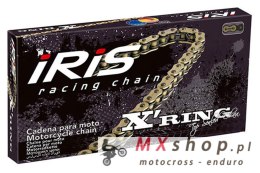 IRIS 525 XR-112 ŁAŃCUCH NAPĘDOWY (112-OGNIW) X-RING (OTWARTY + ZAKUWKA) KOLOR ZŁOTY (DO 900CCM) (39,0KN)