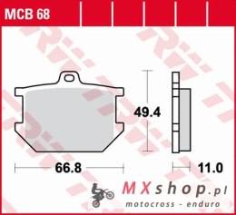 TRW ZF KLOCKI HAMULCOWE KH034 ORGANIC YAMAHA XS 250 '77-'80, XS 400 '77-'82, SR 500 '78-'87, XJ 650 '80-'82, XS 650/750 '79-'83,