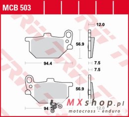 TRW ZF KLOCKI HAMULCOWE KH041 ORGANIC YAMAHA RD 250/RD 400S '78-'79 (PRZÓD/TYŁ) XS 400/750 '80-'83, XS 850 '82 PRZÓD