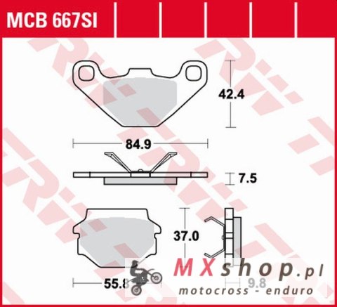 TRW ZF KLOCKI HAMULCOWE KH067 SINTER OFFROAD APRILIA MX 125 '03-'07, RX 125 '00-'01, CAGIVA WMX 125 '89-, TYŁ TRW ZF KLOCKI HAMULCOWE KH067 SINTER OFFROAD APRILIA MX 125 '03-'07, RX 125 '00-'01, CAGIVA WMX 125 '89-, TYŁ