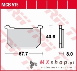 TRW ZF KLOCKI HAMULCOWE KH068 ORGANIC KAWASAKI GPZ 400/500 '82-'84, Z 400/500 '81-'83, GPZ/Z/LTD 550 '80-'82, GT/GPZ/Z/LTD 750 '