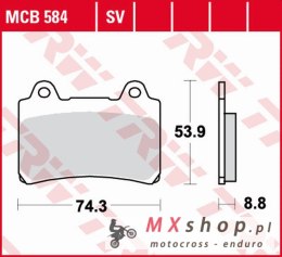 TRW ZF KLOCKI HAMULCOWE KH123 ORGANIC YAMAHA FZR 750/1000 GENESIS '86-'88, TRX 850 '96-'99, FJ 1200 '91-'95, XJR 1200 '96-'98, X