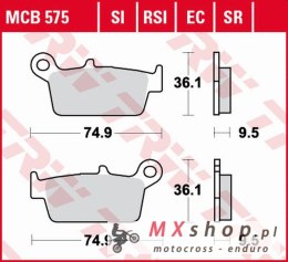 TRW ZF KLOCKI HAMULCOWE KH131 ORGANIC ECO HONDA CR 125R/250R/500R '87-'01, XR 400R '96-'03, XR 600/650L/R '93-'07, KAWASAKI KX 1
