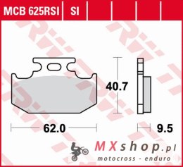 TRW ZF KLOCKI HAMULCOWE KH152 SINTER OFFROAD RACING KAWASAKI KX 125/250/500 '89-'95, SUZUKI RM 125/250 '89-'95, RM-X 250 '89-'98