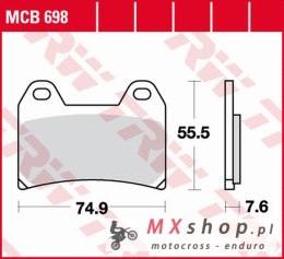 TRW ZF KLOCKI HAMULCOWE KH244 ORGANIC HONDA CB 400 SUPER FOUR '97-, BMW R NINE T '16-'18, DUCATI 748/996 '98-'07, MULTISTRADA 12