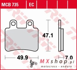 TRW ZF KLOCKI HAMULCOWE KH350 ECO ORGANIC DERBI SENDA '07-'16, CROSS CITY 125 '07-'16, SENDA 125 '04-'14, PEUGEOT ELYSTAR 50/125