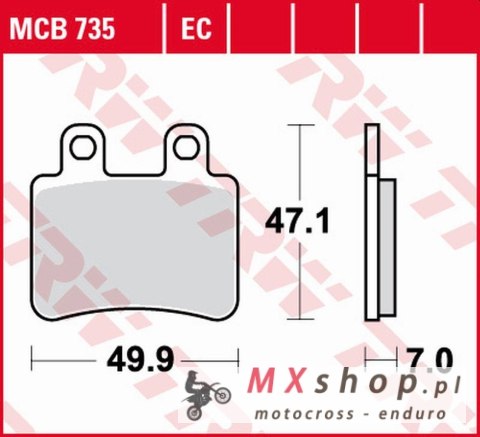 TRW ZF KLOCKI HAMULCOWE KH350 ECO ORGANIC DERBI SENDA '07-'16, CROSS CITY 125 '07-'16, SENDA 125 '04-'14, PEUGEOT ELYSTAR 50/125 TRW ZF KLOCKI HAMULCOWE KH350 ECO ORGANIC DERBI SENDA '07-'16, CROSS CITY 125 '07-'16, SENDA 125 '04-'14, PEUGEOT ELYSTAR 50/125