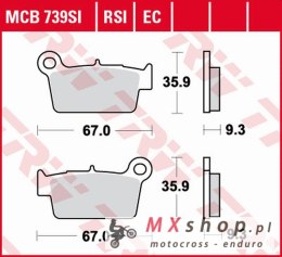 TRW ZF KLOCKI HAMULCOWE KH367 ORGANIC APRILIA RXV/SXV 450/550 '06-'15, BETA RR 125/200/250/300/350/390/400 '09-, KAWASAKI KX-F 2