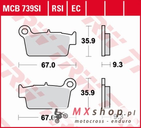 TRW ZF KLOCKI HAMULCOWE KH367 ORGANIC APRILIA RXV/SXV 450/550 '06-'15, BETA RR 125/200/250/300/350/390/400 '09-, KAWASAKI KX-F 2 TRW ZF KLOCKI HAMULCOWE KH367 ORGANIC APRILIA RXV/SXV 450/550 '06-'15, BETA RR 125/200/250/300/350/390/400 '09-, KAWASAKI KX-F 2