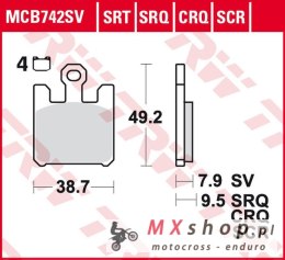 TRW ZF KLOCKI HAMULCOWE KH369/4 SINTER TRACK KAWASAKI ZX-6RR 600, ZX-6R 636 '03-'06, ZX-10R '04-'07, ZX-12R '04-'06, SUZUKI GSX-