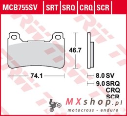 TRW ZF KLOCKI HAMULCOWE KH390 SINTER CARBON RACING HONDA CBR 600RR '05-'16, CBR 1000RR FIREBLADE '04-'16 PRZÓD