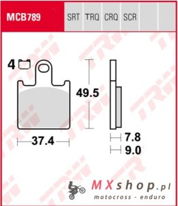 TRW ZF KLOCKI HAMULCOWE KH417 SINTER RACING WYCZYNOWE KAWASAKI ZX6R 07-16, Z 750 11-14, PRZÓD (ZASTĘPUJE MCB789SRQ)