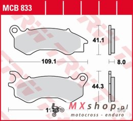 TRW ZF KLOCKI HAMULCOWE KH603 ORGANIC HONDA NSC 50/110 '12-, PCX 125/150 '10-, KYMCO PEOPLE 125 '16-, PEUGEOT DJANGO 50/125/150 