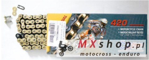 CZ ŁAŃCUCH NAPĘDOWY 420 MX (110 OGNIW) ZŁOTY (MOTOCROSS DO 85 CCM) (22,0 KN) + ZAPINKA CZ ŁAŃCUCH NAPĘDOWY 420 MX (110 OGNIW) ZŁOTY (MOTOCROSS DO 85 CCM) (22,0 KN) + ZAPINKA