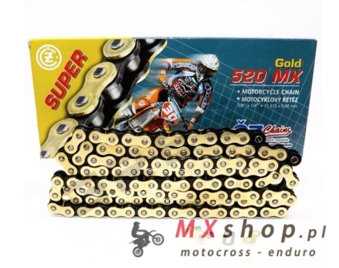 CZ ŁAŃCUCH NAPĘDOWY 520 MX (120 OGNIW) ZŁOTY (MOTOCROSS) DO 450 CCM (35,8 KN) + ZAPINKA CZ ŁAŃCUCH NAPĘDOWY 520 MX (120 OGNIW) ZŁOTY (MOTOCROSS) DO 450 CCM (35,8 KN) + ZAPINKA