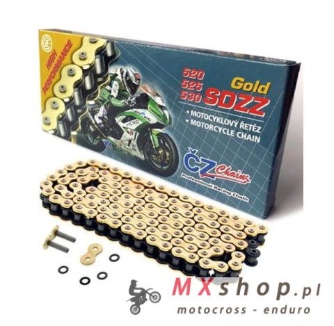CZ ŁAŃCUCH NAPĘDOWY 525 SDZZ (122 OGNIWA) ACTIVE RING (X-RING) ZŁOTY DO 1200 CCM (46,2 KN) + ZAKUWKA DRĄŻONA CZ ŁAŃCUCH NAPĘDOWY 525 SDZZ (122 OGNIWA) ACTIVE RING (X-RING) ZŁOTY DO 1200 CCM (46,2 KN) + ZAKUWKA DRĄŻONA