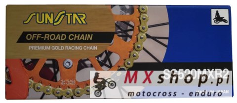 SUNSTAR ŁAŃCUCH NAPĘDOWY 520MXR2-116G MOTOCROSS DO 500 CCM, KOLOR ZŁOTY (38,4KN) (520ERT3) OTWARTY + ZAPINKA - ZASTĘPUJE SS520MX SUNSTAR ŁAŃCUCH NAPĘDOWY 520MXR2-116G MOTOCROSS DO 500 CCM, KOLOR ZŁOTY (38,4KN) (520ERT3) OTWARTY + ZAPINKA - ZASTĘPUJE SS520MX