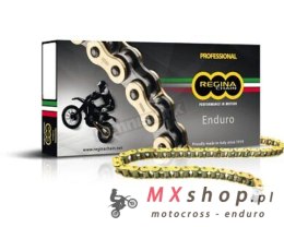 REGINA 2024/09 ŁAŃCUCH NAPĘDOWY 525ZRE (108 OGNIW) Z-RING ENDURO DO 750 CCM ZŁOTY (ZAPINKA+ZAKUWKA) (137ZRE/010)