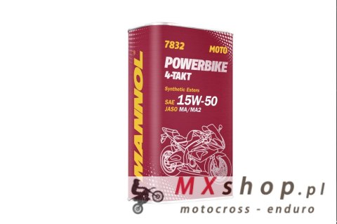 MANNOL OLEJ SILNIKOWY 4T MOTORBIKE 15W50 1L ESTER + MA2 SEMISYNTETYK METALOWA PUSZKA (7832) (12) MANNOL OLEJ SILNIKOWY 4T MOTORBIKE 15W50 1L ESTER + MA2 SEMISYNTETYK METALOWA PUSZKA (7832) (12)
