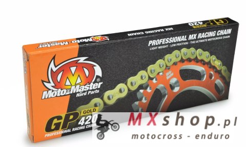 MOTO-MASTER ŁAŃCUCH NAPĘDOWY GP-420 MX PROFESSIONAL MOTOCROSS RACING CHAIN BEZ ORINGÓW KOLOR ZŁOTY (134 OGNIW, ZAPINKA W ZESTAWI MOTO-MASTER ŁAŃCUCH NAPĘDOWY GP-420 MX PROFESSIONAL MOTOCROSS RACING CHAIN BEZ ORINGÓW KOLOR ZŁOTY (134 OGNIW, ZAPINKA W ZESTAWI