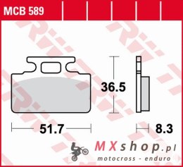 TRW ZF KLOCKI HAMULCOWE KH151 ORGANIC HONDA ZB 50 MONKEY '88-'91, NH 125 LEAD '86-'88, SYM CINDERELA 50/125 '99-'02, MIO 50 '05-