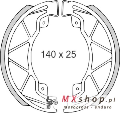 BRENTA SZCZĘKI HAMULCOWE DERBI25/50/125/150 PIAGGIO50/125/180 VESPA 50/125 (140x25mm) (FT 0300)