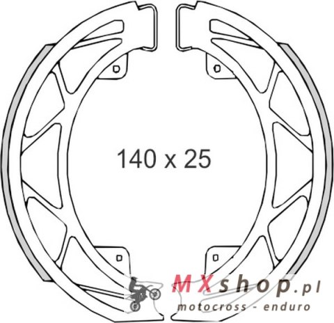 BRENTA SZCZĘKI HAMULCOWE PIAGGIO FLY 05'-/LIBERTY 97'-14'/LIBERTY 4T 00'- (140x25mm) (FT 0303)