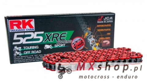 RK ŁAŃCUCH NAPĘDOWY BB525XRE-124 (XW-RING) ZAKUWKA (CLF) W ZESTAWIE KOLOR CZERWONY (POJEMNOŚĆ: DO 1000 CCM) (42 KN)