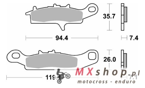 SBS KLOCKI HAMULCOWE NOWOŚĆ KH342 OFF-ROAD SINTER KOLOR ZŁOTY PASUJE DO: KAWASAKI KFX 450 '07-'15, KVF 650 BRUTE FORCE '05-'11, 