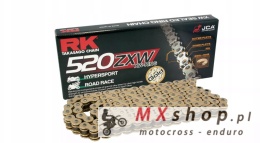 RK ŁAŃCUCH NAPĘDOWY 520ZXW-122 (XW-RING) ZAKUWKA (CLF) W ZESTAWIE KOLOR ZŁOTY (POJEMNOŚĆ: DO 1200 CCM) (42 KN)