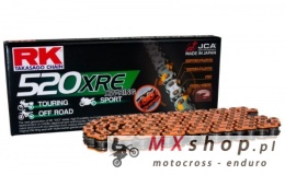 RK ŁAŃCUCH NAPĘDOWY DD520XRE-120 (XW-RING) ZAKUWKA (CLF) W ZESTAWIE KOLOR POMARAŃCZOWY (POJEMNOŚĆ: DO 800 CCM) (36,5 KN)